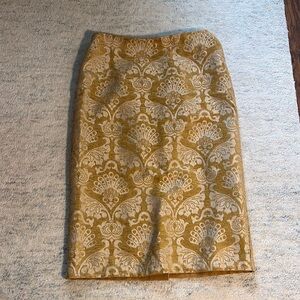 Anthropologie Gold Tan Pencil Skirt Cocktail Ready Size 6 ottod’Ame